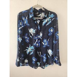 Banana Republic Womens Blue Floral Button-Up Dillon Shirt Small Long Sleeve New